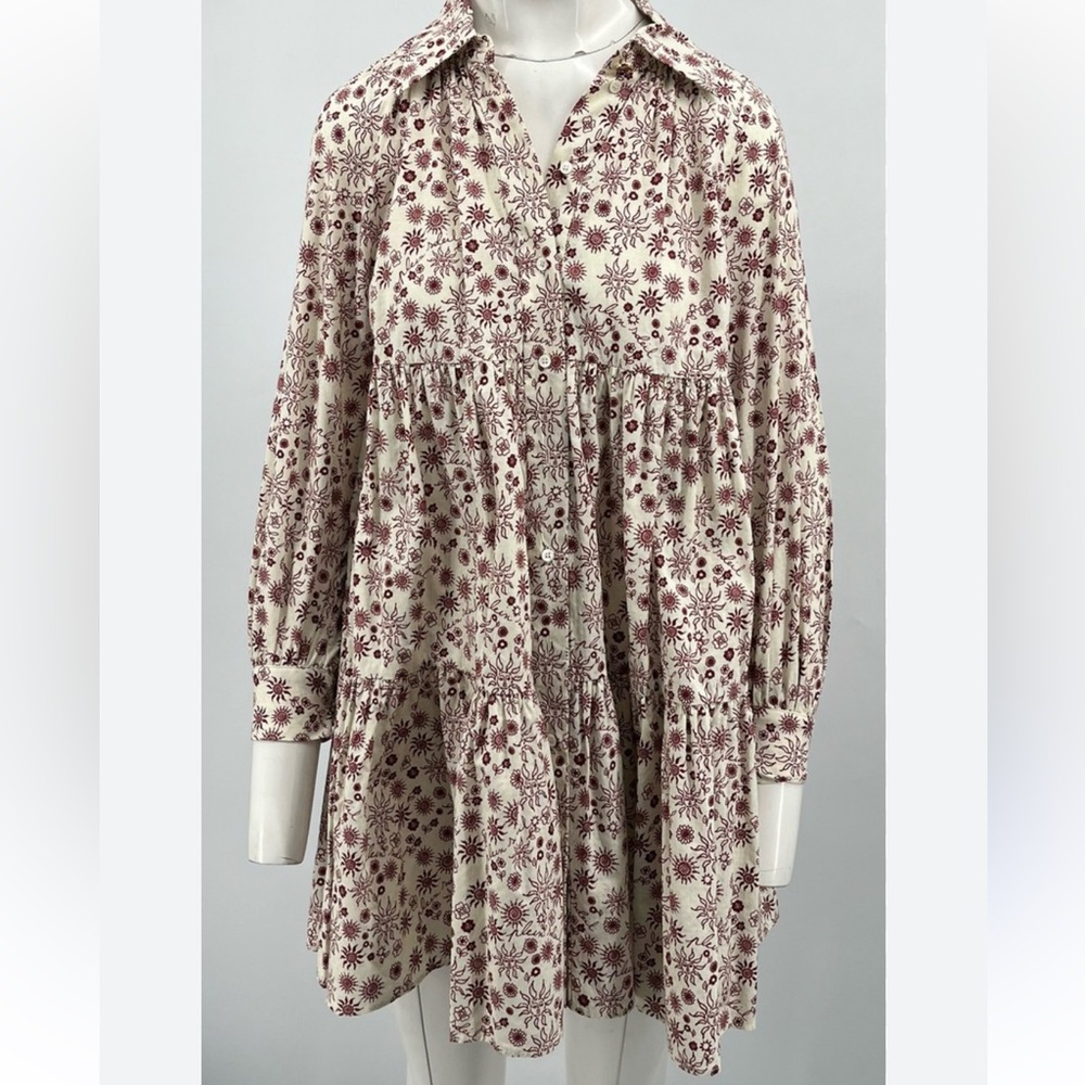 Sandro ALTERED Claudine Printed Mini Shirt Dress sz 38